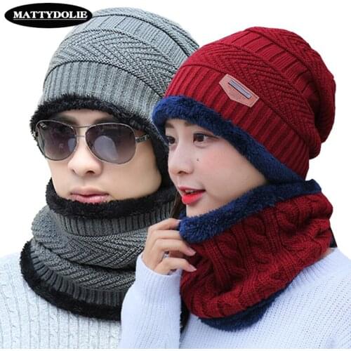 MATTYDOLIE Hat Bib Winter Men Woman Knit Hat Plus Velvet Headgear Outdoor Warm Windproof Cold Earmuffs Bicycle Head Cap