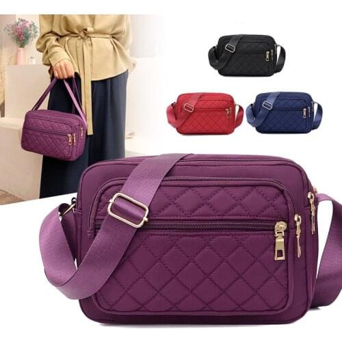 Womens bag fashion new embroidered middle-aged large-capacity one-shoulder diagonal nylon bag ladies bag