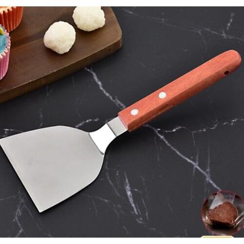 1PC Griddle Accessory Tool Professional Grill Spatula & Scraper Set Flipper Stainless Steel for Flat Top Grill Wood Handle