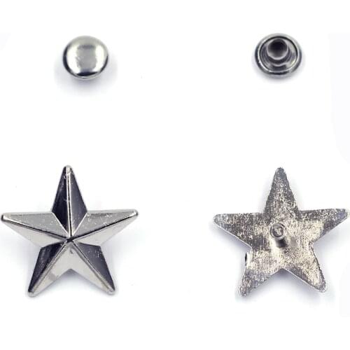 100 Sets Silver Tone Star Pentacle Punk Metal Spots Garment Rivets Studs Handbag Clothes Shoes Crafts Hardware Part Accessories