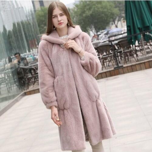 2019 womens outerwear coats new velvet mink in the long fur jacket hooded whole