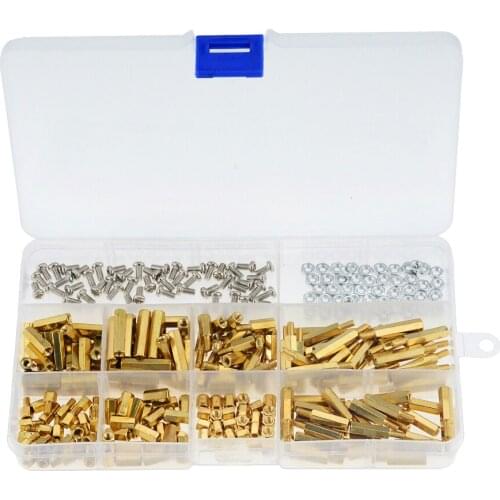 300PCS M3 Brass Hex Standoff Nut Spacing Screw Assortment Set Male Female Threaded Hollow Pillar PCB Motherboard Spacer M3*L+6mm