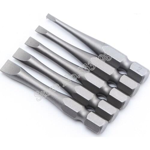 5Pcs Stronger Magnetic Slotted Screwdriver Bits Tools 1/4 Inch S2 Alloy Steel 50MM
