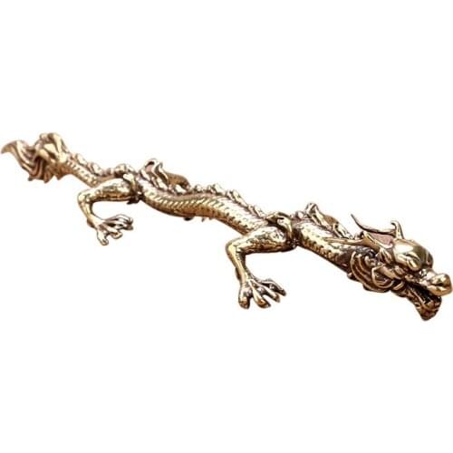 Antique Copper Dragon Beast Statue Pen Holder Desk Ornament Home Decoration Craft Accessories Retro Brass Zodiac Animal Figurine
