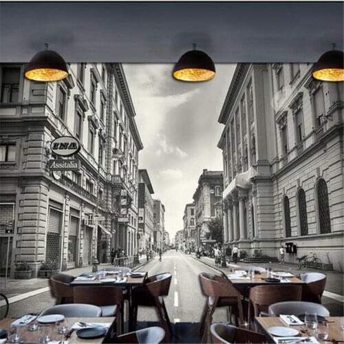 Beibehang Custom wallpaper for walls 3 d nostalgic retro old photo street murals living room entrance TV background wallpaper