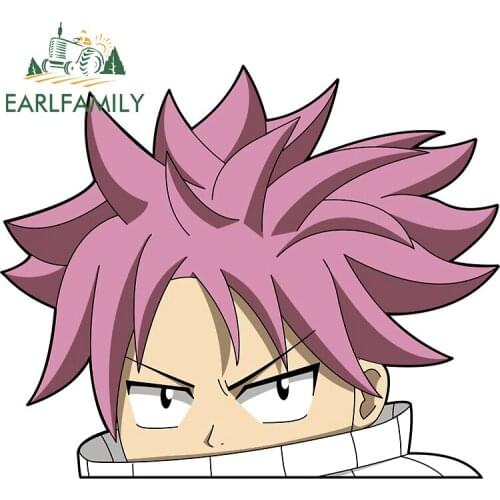 EARLFAMILY 13cm x 10.8cm for Fairy Tail Natsu Car Sticker Anime Trunk Car Assessoires Occlusion Scratch Decal Surfboard Decor