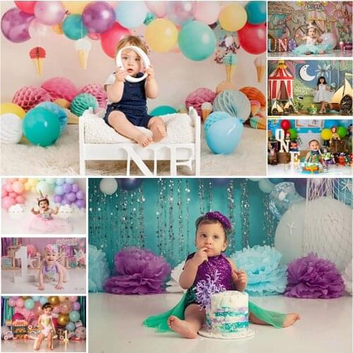 Cake Smash 1st Birthday Photography Backdrops Child Kids Baby Flower Bathroom Bears Decor Boy Girl Photocall Studio Background