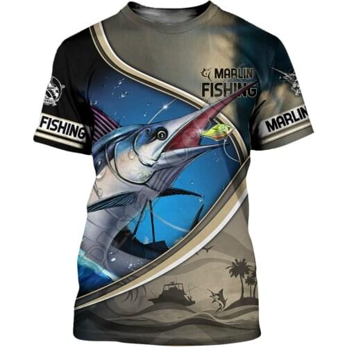 Fishing deep sea fish T-shirt mens and womens 3d fishing printing T-shirt fashion design T-shirt seaside hot style 2021