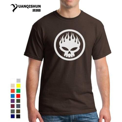 Flame Skull Head T-shirt 2019 Hot New Popular The Offspring Skull Rock Band Tshirt Top Quality Cotton Tee Shirts 17 colors 3XL