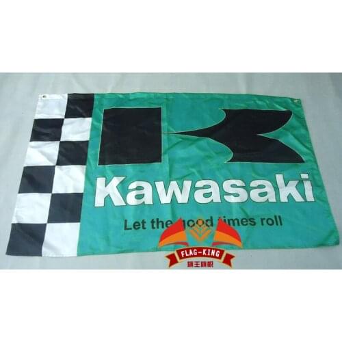 Kawaski car racing blue 90*150CM polyester kawaski car racing banner
