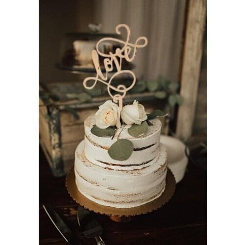 Love Wedding Cake Topper Rustic Wood Decoration Engagement Favors for Special Event Wood