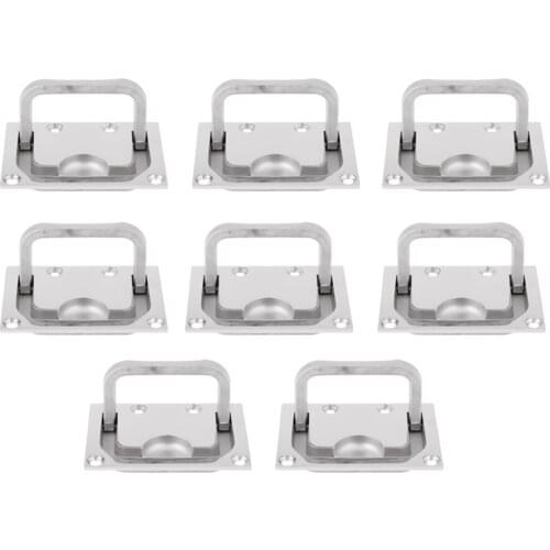 MagiDeal 8pcs Stainless Steel Flush Hatch Latch Pull Lift Ring Handle Marine