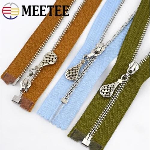 5/10pcs Meetee 15-70cm 3# Metal Zippers Auto Lock Closed&Open-end Zip Slider for Bags Purse Wallet Garment Sewing Accessories