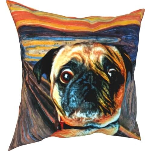 The Pug Scream Pillowcase Printing Polyester Cushion Cover Decor Dog Art Throw Pillow Case Cover Home Square 45*45cm