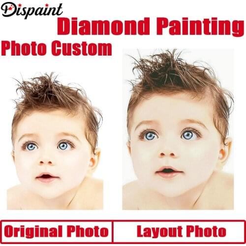 Dispaint Photo Custom Diamond Painting Cross Stitch Full Square/Round Rhinestone DIY Diamond 3D Diamond Embroidery Gift Sale