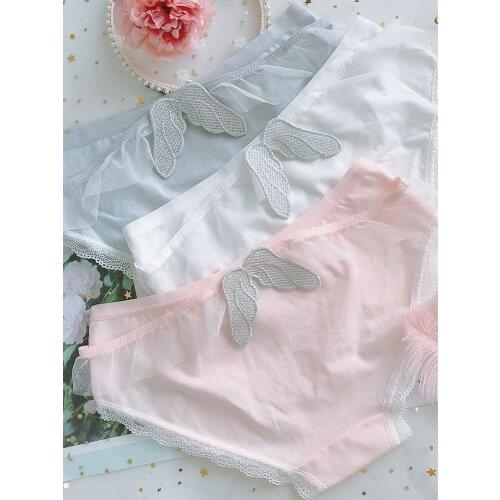 Pure cotton underwear express girl sweet angel wings Japanese sometimes called tighty whities they