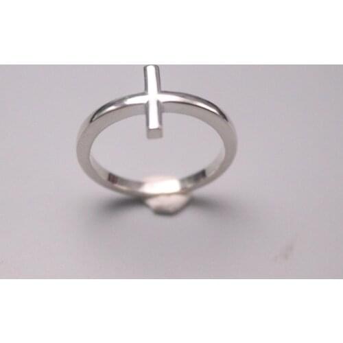 New Pure Solid 925 Sterling Silver Ring 10.5mm Cross Ring US Size 6-10