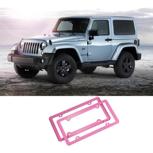 Car License Plate Frames Aluminum Alloy 4-Hole Fine Slim Edge & Screw Kits Car Pink Holder Aluminum Alloy License Plate Frame