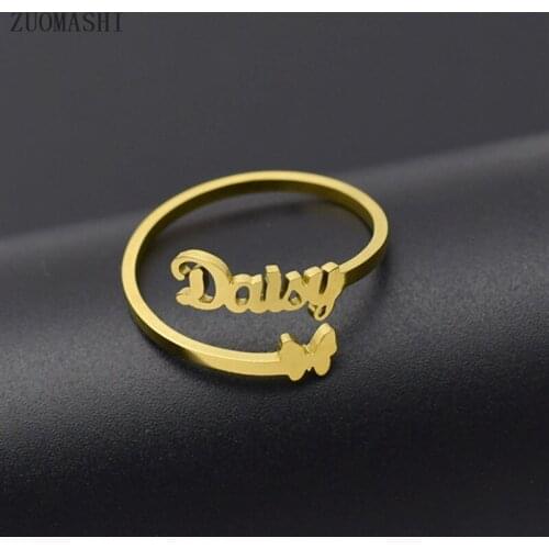 Adjustable Butterfly Stacking Ring Stainless Steel Custom Name Ring Personlized Baby Girl Names Unique Jewelry Christmas Gift