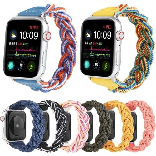 Exquisite Woven Bracelet for Apple Watch SE Band Series 6 5 4 3 2 Elastic Nylon Strap for iWatch 40mm 44mm 38mm 42mm Wrist Belt