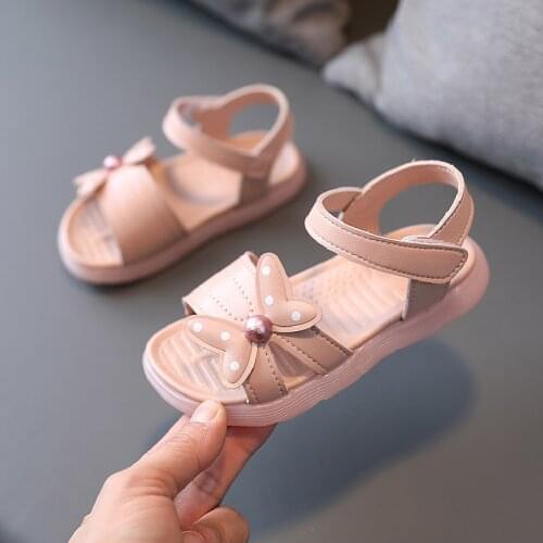 2021 New Childrens Sandals Non-slip Open Toe Sandals Child Princess Girls Sandals Baby Girls Butterfly Pearl Beach Sandals