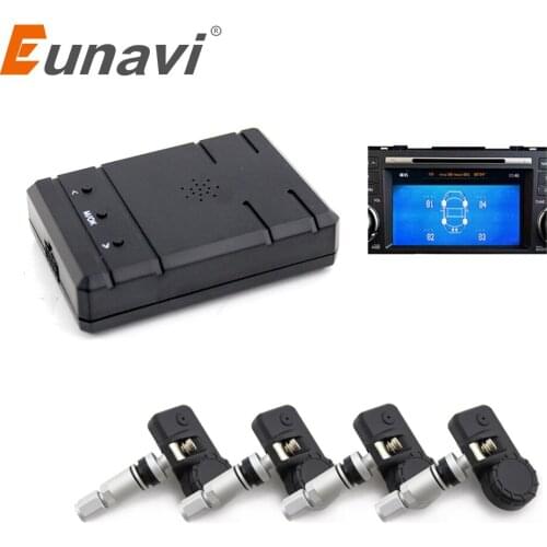 Eunavi Smart Car TPMS Tyre Pressure System Auto Security Alarm Systems for Car DVD video in internal sensors