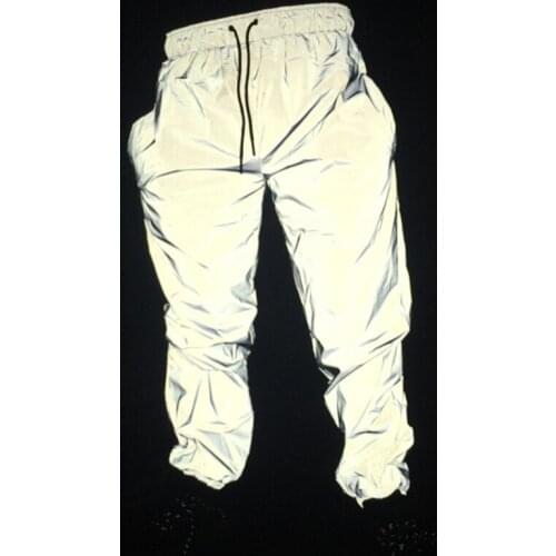 Hip Hop Reflective Pants Men Joggers Sweatpants Mens Streetwear Night Light Shiny Blink Long Pants for Couples Dropshipper