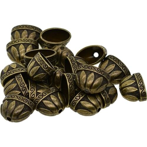 20 Vintage Lotus Pattern Beads Cap Pendant Tassel Ends Caps Jewelry Findings