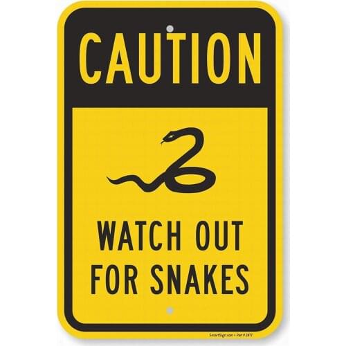 Ylens Safety Sign 8x12 Danger Sign Watch Out for Snakes Wall Art Warning Caution Tin Signs Metal Road Yard Decor
