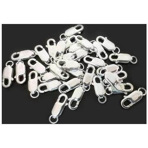 Real 925 Sterling Silver Lobster Clasps Hooks Accessories DIY Making Necklace&Bracelet Chain End Connector Leather Rope Buckle