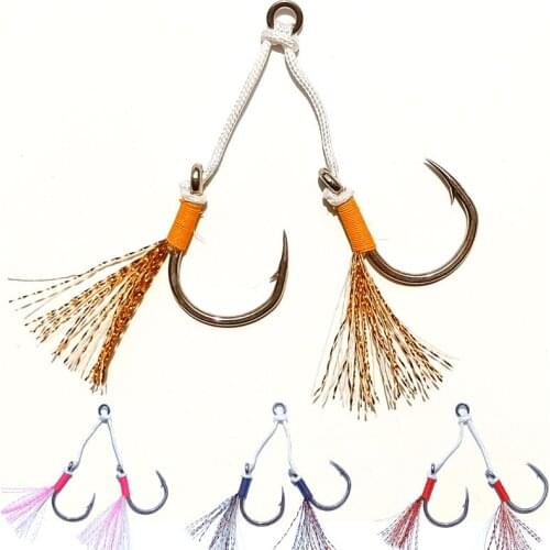 1/0 2/0 3/0 4/0 Glow Lumious Slow Jig Silicone Skirt Assist hook jigging hook sea fishing hook