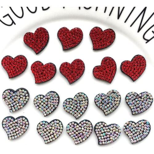 10pcs 2 colors Cute Heart AB Rhinestone Applique Sew-on Patch for Clothing Dress DIY Patches beaded applique sweater applique