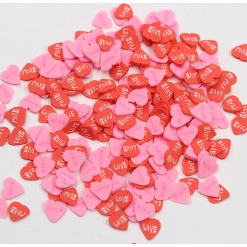 100g/lot Love Heart Polymer Clay Wedding Decoration Sprinkles for Toy Decoration DIY Crafts Filler Accessories