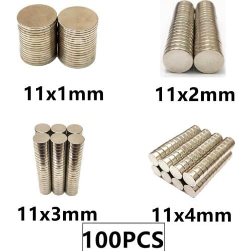 100PCS/LOT NdFeB Magnet 11*1 11*2 11*3 11*4 N35 Disc MAGNET 11x1 11x2 11x3 11x4 Round Neodymium Speaker Magnets 11MM