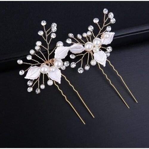 2pcs Elegant Wedding Hair Combs for Bride Crystal Rhinestones Pearls Women Hairpins Bridal Headpiece Hair Jewelry Accessories