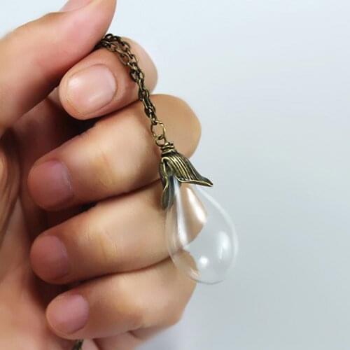 2PCS Glass Tear Drop Bottle With Twisted Cap Pendant Necklace Wishing bottle necklace Diy jewelry Finding