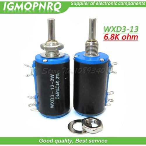 2PCS WXD3-13-2W 6.8K ohm WXD3-13 2W 6K8 otary side Rotary Multiturn Wirewound Potentiometer IGMOPNRQ