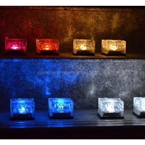 24pcs/lot IP55 Ice Shape Solar Light Glass Brick Light Ice Glass Brick LED Splar Light Garden Solar Lamp