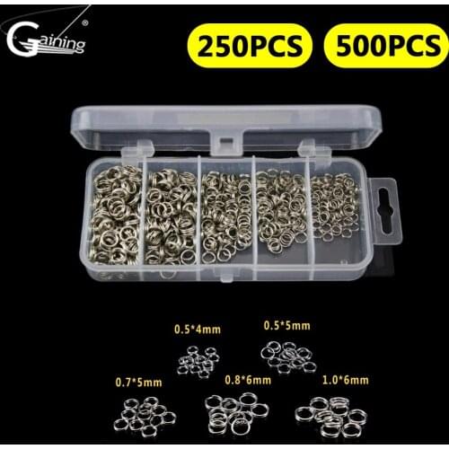 250pcs/500pcs Fishing Split Rings for Crank Hard Bait High Carbon Steel Double Loop Split Open Carp Tool Fishing Accessories