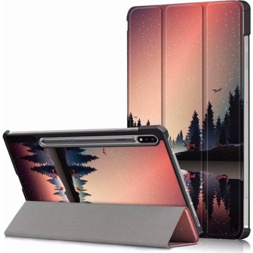 30PCS/Lot Folding Slim PU Cover For Samsung Galaxy Tab S7 11'' SM-T870 T875 Print Luxury Tablet Protector Leather Case