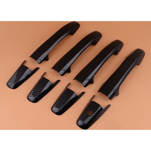 8Pcs Carbon Fiber Style Black ABS Door Handle Cover Trim Fit for Honda Civic Pilot 2009 2010 2011