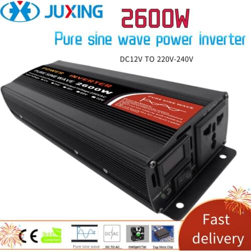 JUXING 2600W Car Power Inverter DC12V/24V/48V/60V to AC 220V Converter With Display Use for Vehicle/ Truck Pure Sine Wave