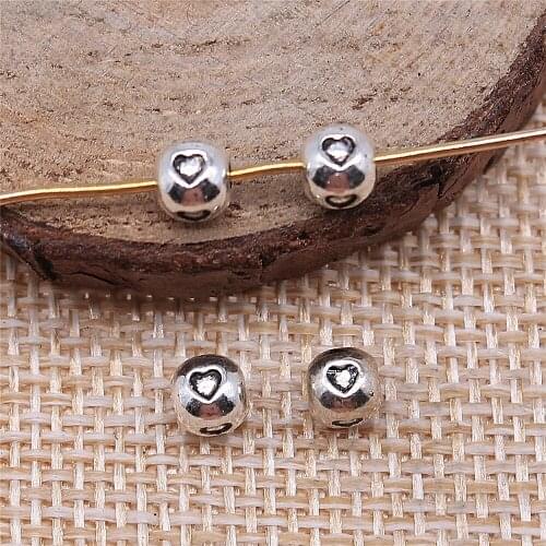 Free shipping 162pcs 5x5x4mm antique silver Heart-shaped beads charms diy retro jewelry fit Earring keychain hair card pendant