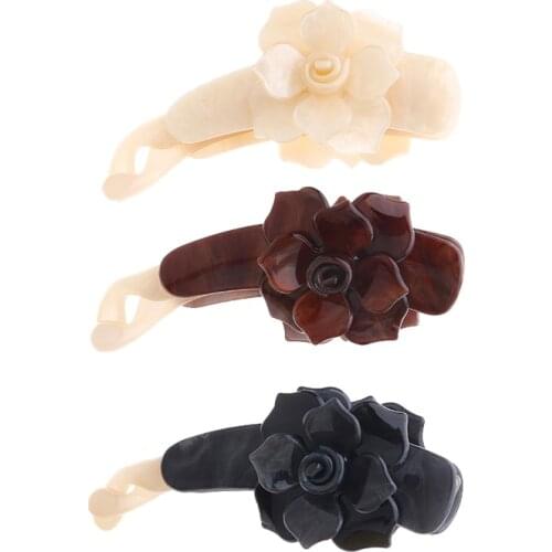 Mi Dairy Brand hot sale ponytail banana clip double flower headwear Scorpion Type Hair Holding Tool Ponytail