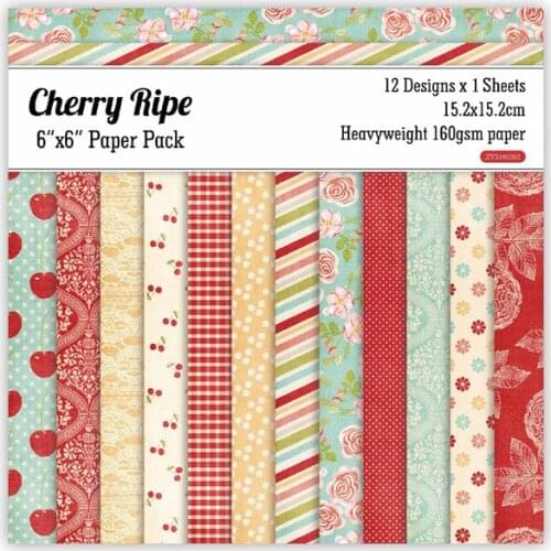 6 Inch Cherry Ripe Pattern Paper Scrapbooking Pads Paper Art Background Paper Home Deco Card Making DIY Scrapbook Paper Craft