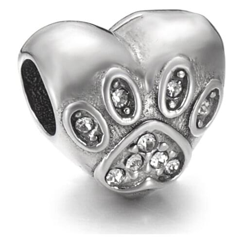 Stainless Steel Heart Pet Bead Polished 4mm Hole Metal European Beads Bracelet Charms for DIY Jewelry Making Accessories