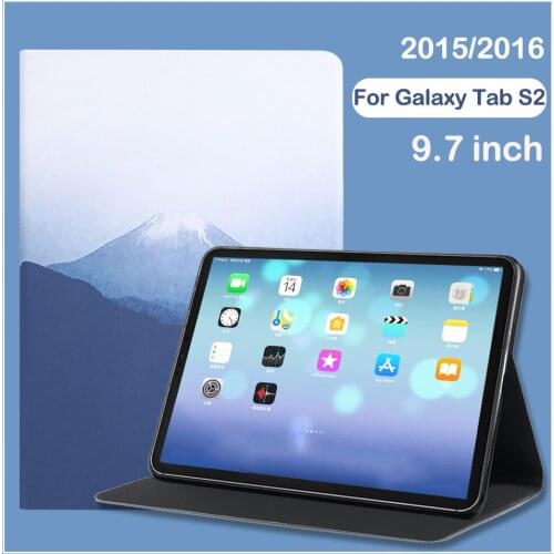 Tablet Case For Samsung Galaxy Tab S2 9.7'' SM-T810 T815 T813 T819 Folding Folio Cover Funda Painted Flip Stand Protective Shell