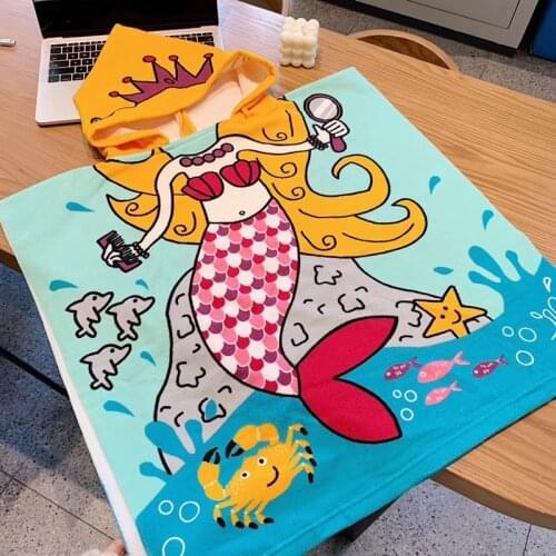 Kids Microfiber Towel Unicorn Quick Dry Swim Vests Camping Bathrobe Children Fitness Yoga Gym Towel Poncho Beach Changing Robes