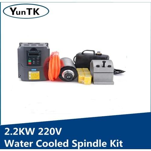 2.2kw Water Cooled CNC Spindle Motor + 2.2kw Inverter + 80mm Clamp+ Water Pump + 5 M Water Pipe+13pcs ER20 Collet for CNC Router