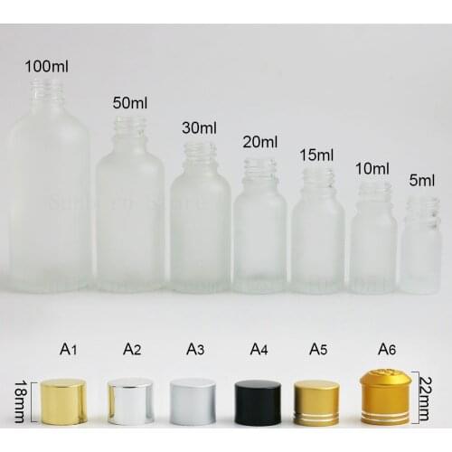 20PCS 5ml 10ml 15ml 20ml 30ml 50ml 100ml frost clear essential oil bottle 1oz 50cc flint glass bottle with insert plug & cap